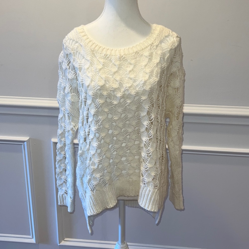 Millau White Open Knit Sweater Size Small